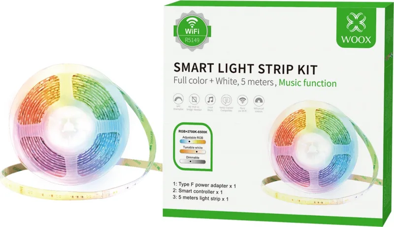 Smart LED Strip Kit + Music Functions 5meters | R5149 de Woox en Transparent – photo produit