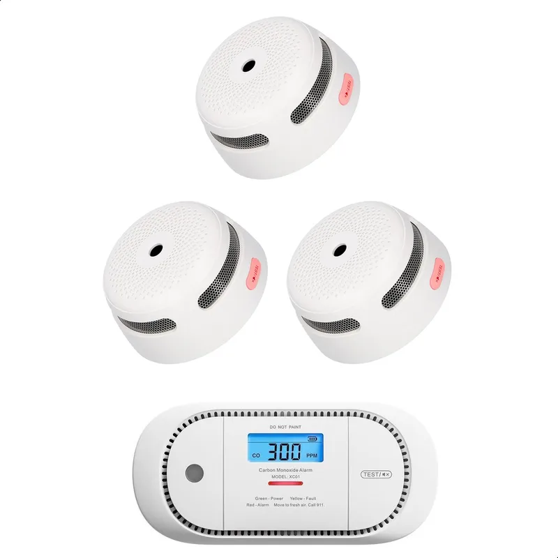 Brandpreventieset - 3 Rookmelders en 1 Koolmonoxidemelder - 10 jaar batterij - 10 jaar sensor - Brandalarm en CO melder van X-Sense in Wit – productfoto