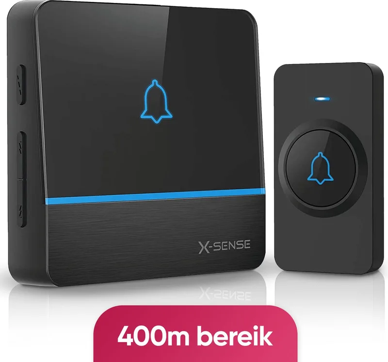 Draadloze deurbel met 1 ontvanger - Bereik 400 meter - Waterdicht - Ontvangers zonder batterijen - 52 melodieën från X-Sense i Svart – produktbild