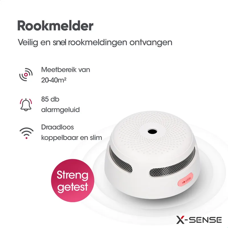 Link+ Pro Slimme bundel - 2 XS01-M Rookmelders, 1 XC0C-MR Koolmonoxidemelder en SBS50 Base Station - Werkt via app - WiFi gateway - Draadloos RF koppelbaar - Brandalarm en CO melder - Smart home från X-Sense i Vit – produktbild