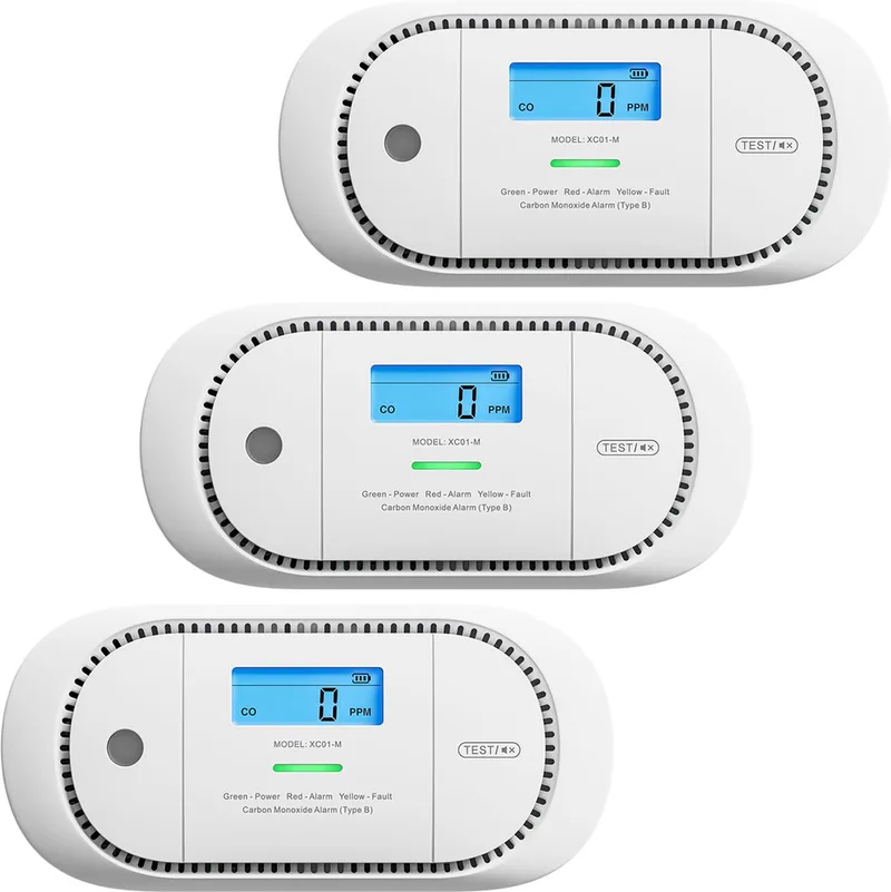 XC01 Koolmonoxidemelder - 3 koolmonoxidemelders - 10 jaar batterij - 10 jaar Figaro® sensor - LCD display - Voldoet aan Europese norm van X-Sense in Wit – productfoto