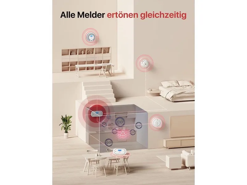 XC01-R CO-Melder (LCD-Display) från X-Sense i Vit – produktbild 2 av 5