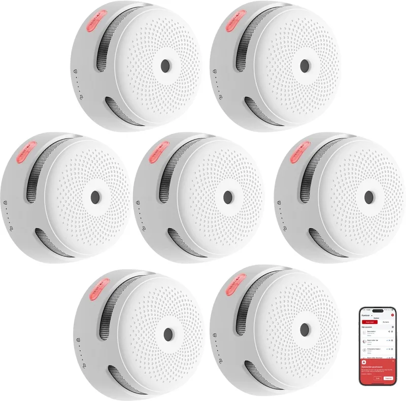 XS01-M - Rookmelder - Draadloos Koppelbaar voor Thuis - 7 Stuks - Fotoelektrisch - 10 Jaar Batterij de X-Sense en Blanc – photo produit