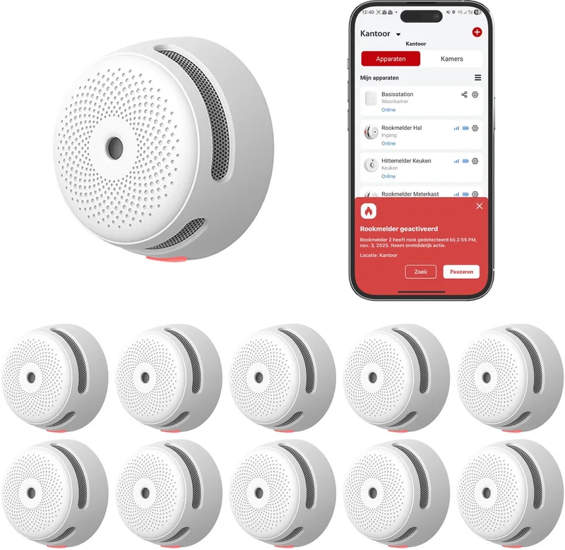 XS01-M Slimme rookmelder met WiFi -10 Rookmelders - Link+ Pro - Draadloos RF koppelbaar – Smart Home - Brandalarm de X-Sense en Blanc – photo produit