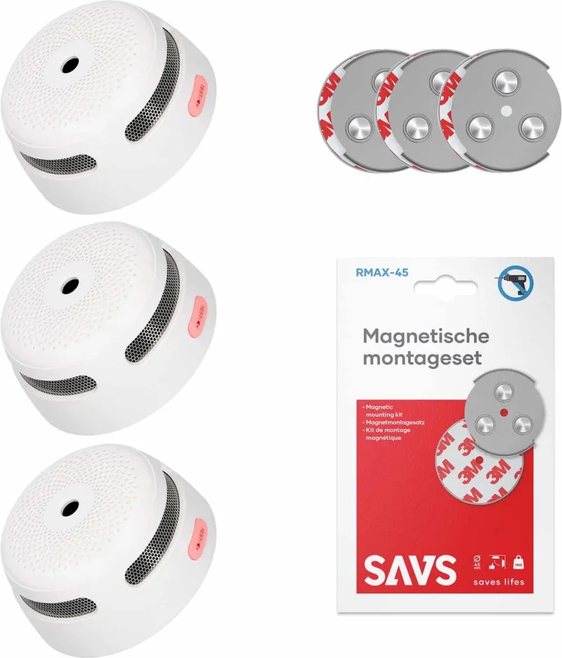 XS01 Rookmelder met magneet montage - 3 Rookmelders - 10 jaar batterij - Compact design - Voldoet aan Europese norm - Brandalarm zonder boren de X-Sense en Blanc – photo produit