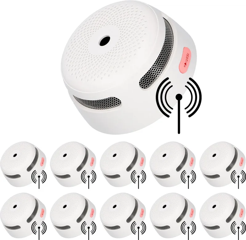 XS01-W Draadloos koppelbare rookmelder - 10 Rookmelders - 10 jaar batterij - Voldoet aan Europese norm - Koppelbaar brandalarm från X-Sense i Vit – produktbild