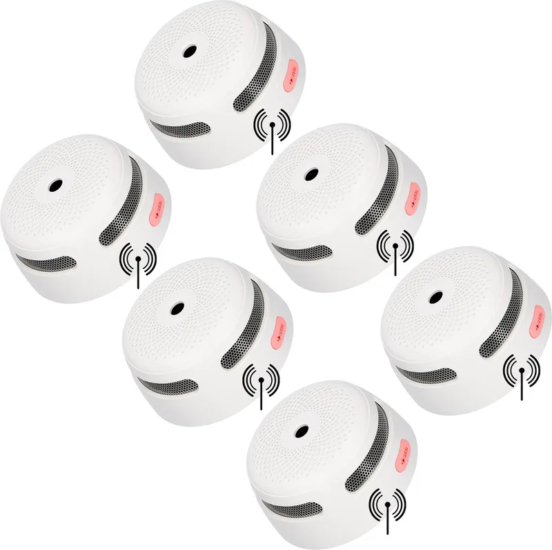 XS01-W Draadloos koppelbare rookmelder - 6 Rookmelders - 10 jaar batterij - Voldoet aan Europese norm - Koppelbaar brandalarm by X-Sense in White – product photo