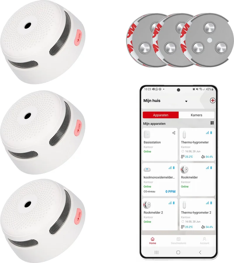 XS01-WX Slimme rookmelder met Wifi - 3 Rookmelders - Met magneet montage van X-Sense in Wit – productfoto