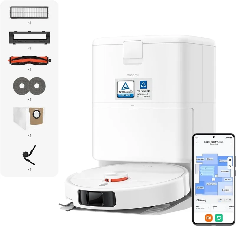 Robot Vacuum H50 Pro - Robotstofzuiger - LiDAR Navigatie - Dweilfunctie - App Bediening - Lange Batterijduur - Krachtige Zuigkracht - Automatische Routeplanning von Xiaomi in Weiß, Hellgrau – Produktfoto