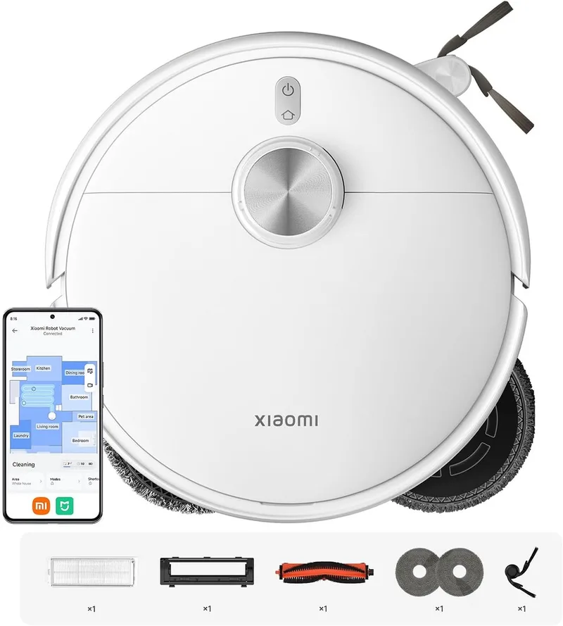 Robot Vacuum S40 Pro | Robotstofzuiger met dweilfunctie | 15.000 Pa zuigkracht | Uitschuivende dweil | LDS lasernavigatie | 5200 mAh tot 180 m² | App-bediening fra Xiaomi i Hvid – produktbillede