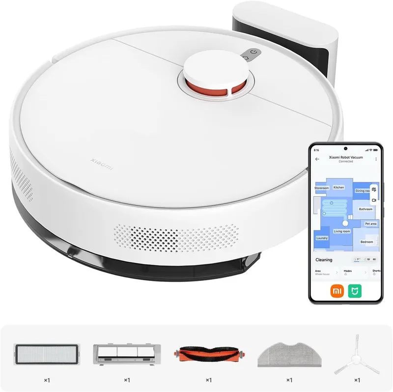 Robot Vacuum S40C – Robotstofzuiger met Dweilfunctie – 5000Pa Zuigkracht – Slimme LDS Lasernavigatie – App-bediening – Automatisch Opladen – Geschikt voor Harde Vloeren & Laagpolig Tapijt fra Xiaomi i Hvid – produktbillede