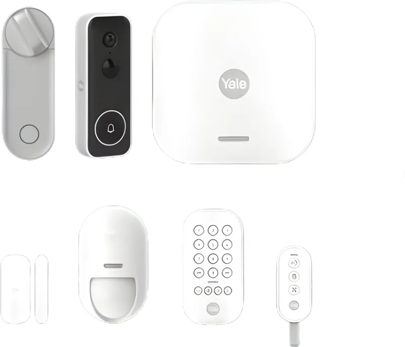 Linus L2 Smart Lock & Videodeurbel & Alarm starterskit von Yale in Silber – Produktfoto