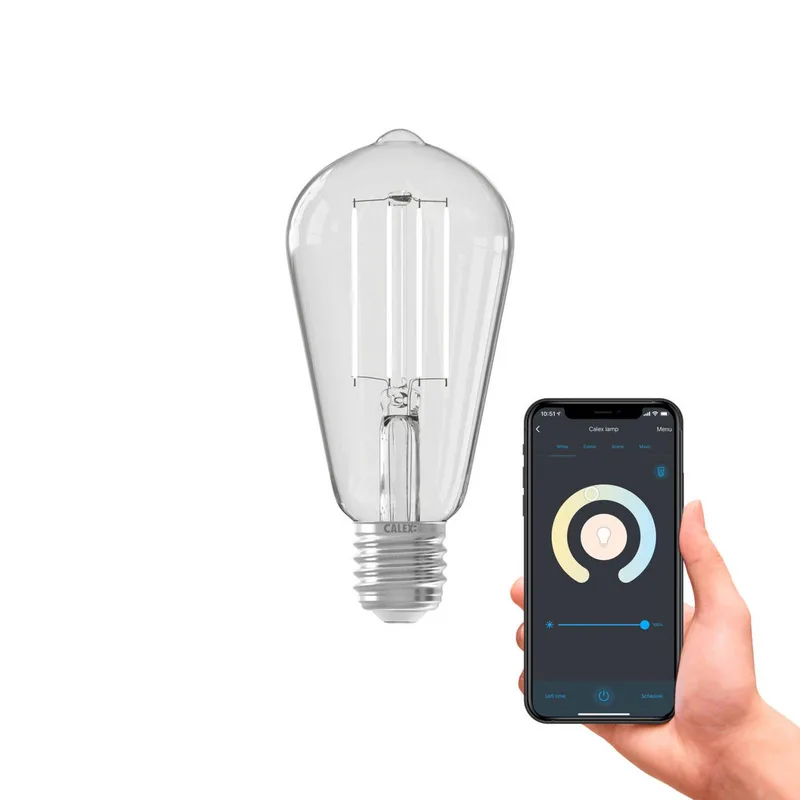 Smart E27 ST64 LED 7W filament 1800-3000K van Calex – productfoto