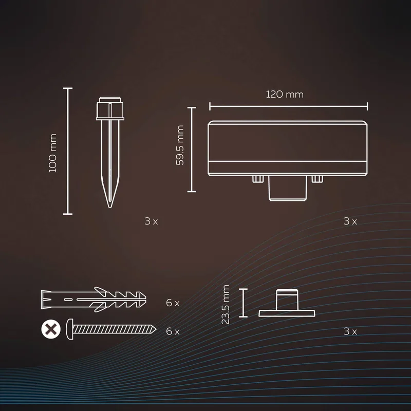 Smart grondspot voor buiten, CCT RGB 3-lamps. van Calex in Zwart, Opaalwit – productfoto 1 van 3