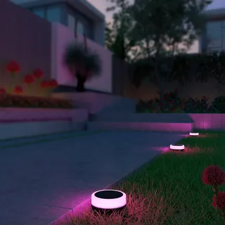 Smart grondspot voor buiten, CCT RGB 3-lamps. van Calex in Zwart, Opaalwit – productfoto 3 van 3