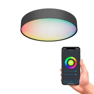 Smart LED plafondlamp Fabric, Ø 30 cm, RGBW, dimbaar by Calex in Black, White – product photo 3 of 4