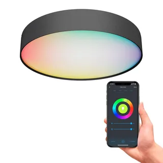 Smart LED plafondlamp Fabric, Ø 40 cm, RGBW, dimbaar by Calex in Black, White – product photo 3 of 4