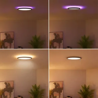 Smart LED plafondlamp HALO Ø 30 cm IP54 RGB CCT van Calex in Zwart – productfoto 3 van 3