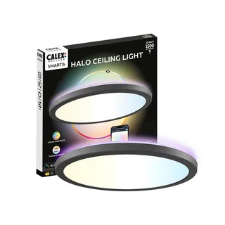 Smart LED plafondlamp HALO Ø 30 cm IP54 RGB CCT van Calex in Zwart – productfoto 2 van 3