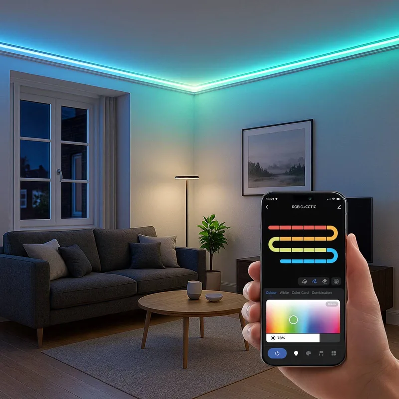 Smart LED strip, lengte 30 m, RGB, CCT-afstandsbediening van Calex in Wit – productfoto 4 van 5