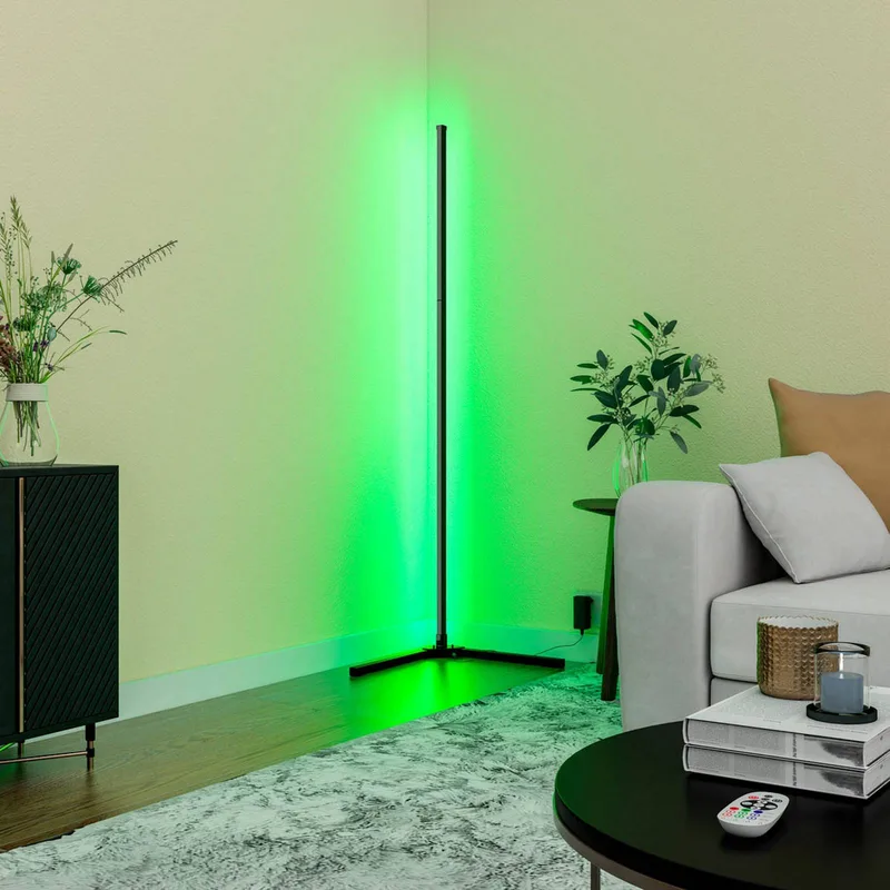 Smart LED-golvlampa med fjärrkontroll RGBW från Calex i Svart – produktbild 1 av 5