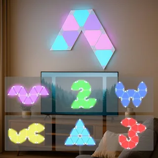 Smart LED wandlamp TRIANGLES, 9-delig, RGBW, dimbaar by Calex in White – product photo 3 of 5