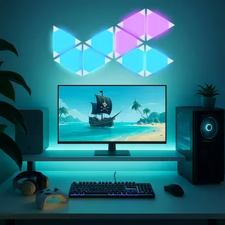 Smart LED wandlamp TRIANGLES, 9-delig, RGBW, dimbaar by Calex in White – product photo 2 of 5