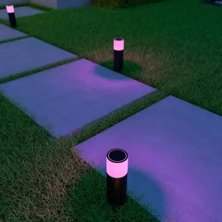 Smart Outdoor Gardenpost Sockelleuchte RGBW van Calex in Zwart – productfoto 2 van 3