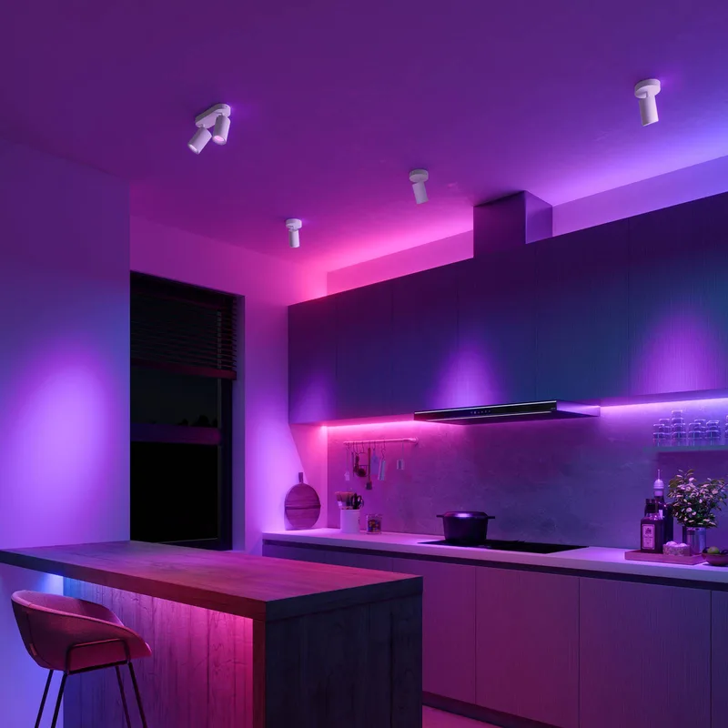 Smart takspotlight vit längd 22 cm 2 lampor GU10-LED RGBW från Calex i Vit – produktbild 2 av 2