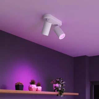 Smart takspotlight vit längd 22 cm 2 lampor GU10-LED RGBW från Calex i Vit – produktbild 1 av 2