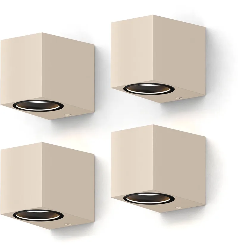 Smart Wandlamp Buiten 4-Pack - Rechthoekig - Downlight - RGB LED - Dimbaar - App & Spraakbediening - IP54 by Calex in Zand – product photo