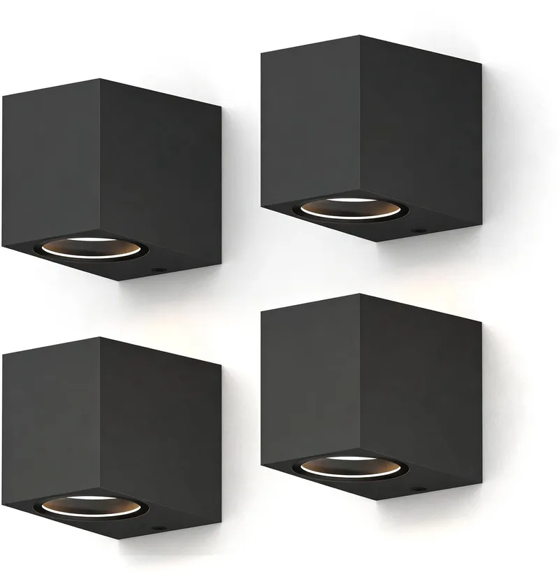 Smart Wandlamp Buiten 4-Pack - Rechthoekig - Downlight - RGB LED - Dimbaar - App & Spraakbediening - IP54 by Calex in Black – product photo