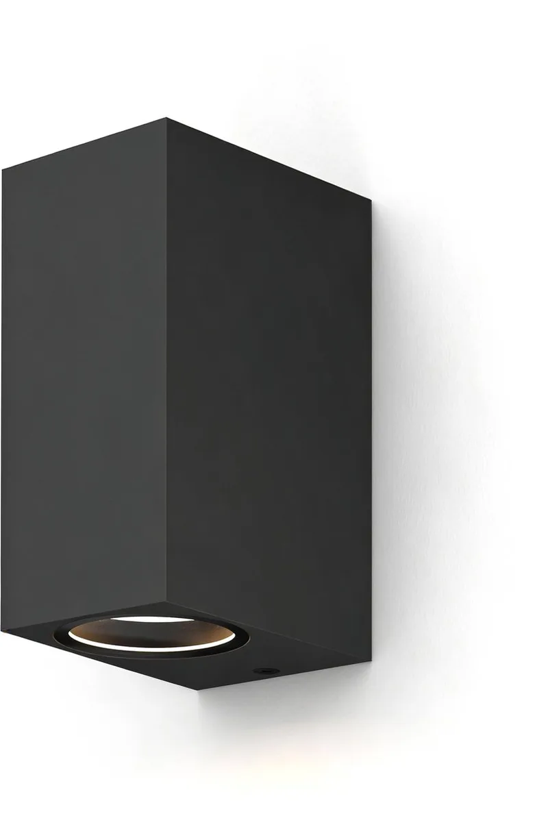 Smart Wandlamp Buiten - Verticaal Rechthoekig - Up & Downlight - RGB LED - Dimbaar - App & Spraakbediening - IP54 by Calex in Black – product photo