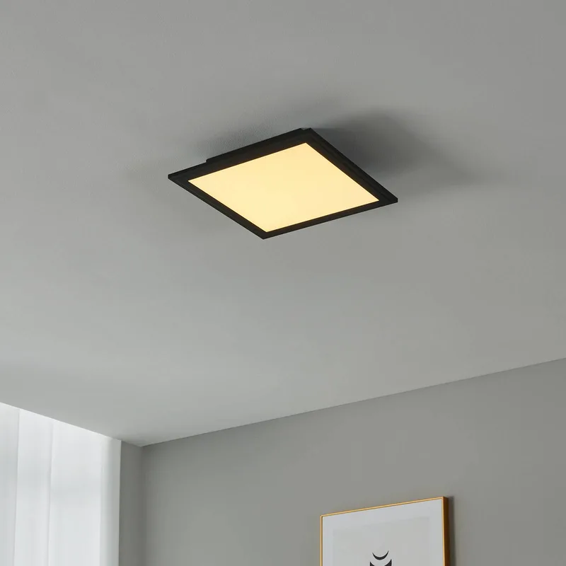 CCT plafondlamp 30x30cm zwart de EGLO connect en Noir, Opaal – photo produit 2 sur 4