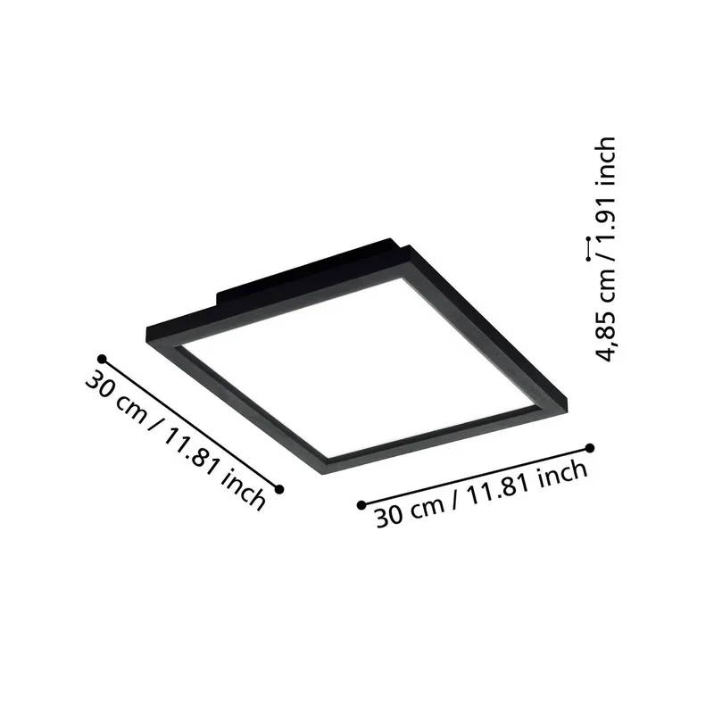 CCT plafondlamp 30x30cm zwart de EGLO connect en Noir, Opaal – photo produit 4 sur 4
