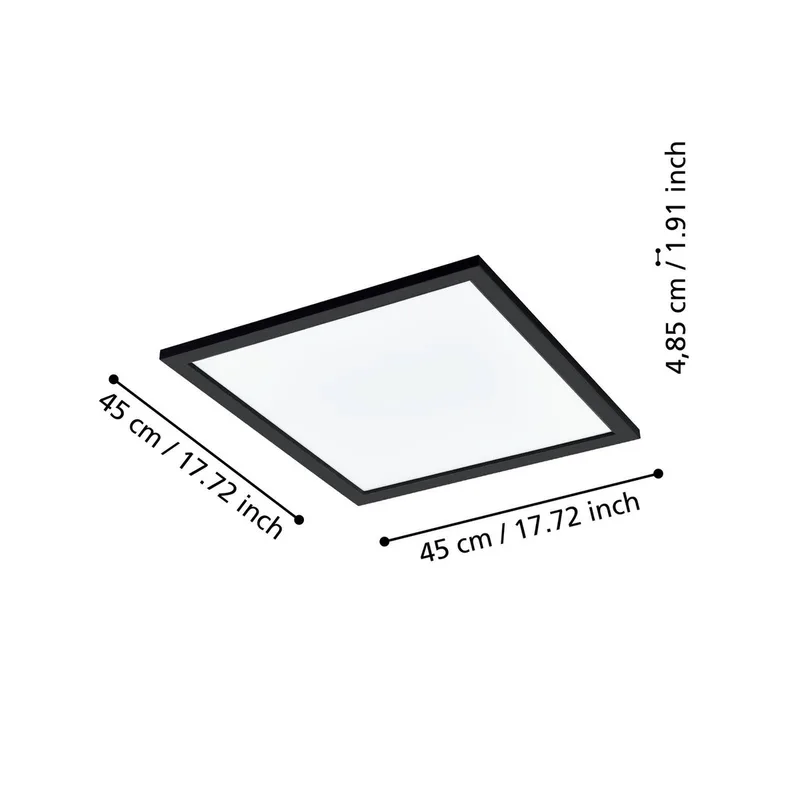 CCT loftslampe 45x45cm sort fra EGLO connect i Sort, Opaal – produktbillede 4 af 5