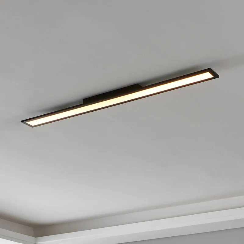 EGLO connect-z LED plafondlamp, 120x10cm, zwart från EGLO connect i Svart, Opaal – produktbild 1 av 4