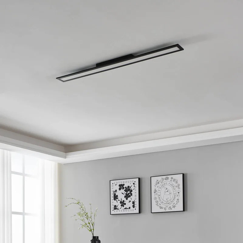 EGLO connect-z LED plafondlamp, 120x10cm, zwart från EGLO connect i Svart, Opaal – produktbild 3 av 4