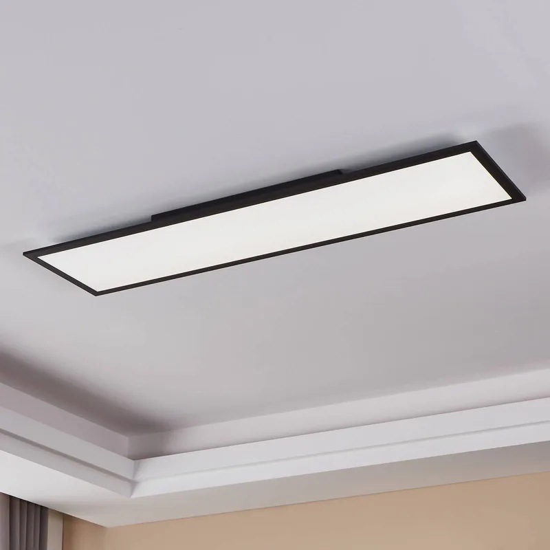 EGLO connect-z LED plafondlamp, 120x30cm, zwart van EGLO connect in Zwart, Opaal – productfoto 1 van 5