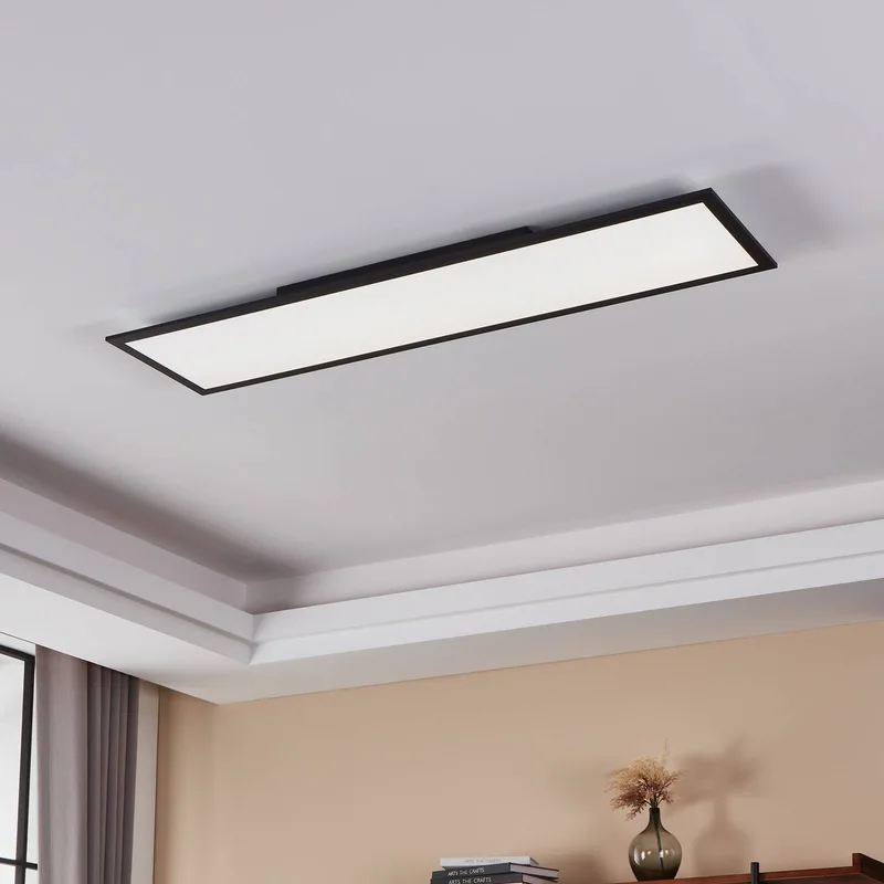 EGLO connect-z LED plafondlamp, 120x30cm, zwart van EGLO connect in Zwart, Opaal – productfoto 2 van 5