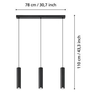 LED hanglamp Balamorta-Z, 3-lamps de EGLO connect en Noir – photo produit 4 sur 5