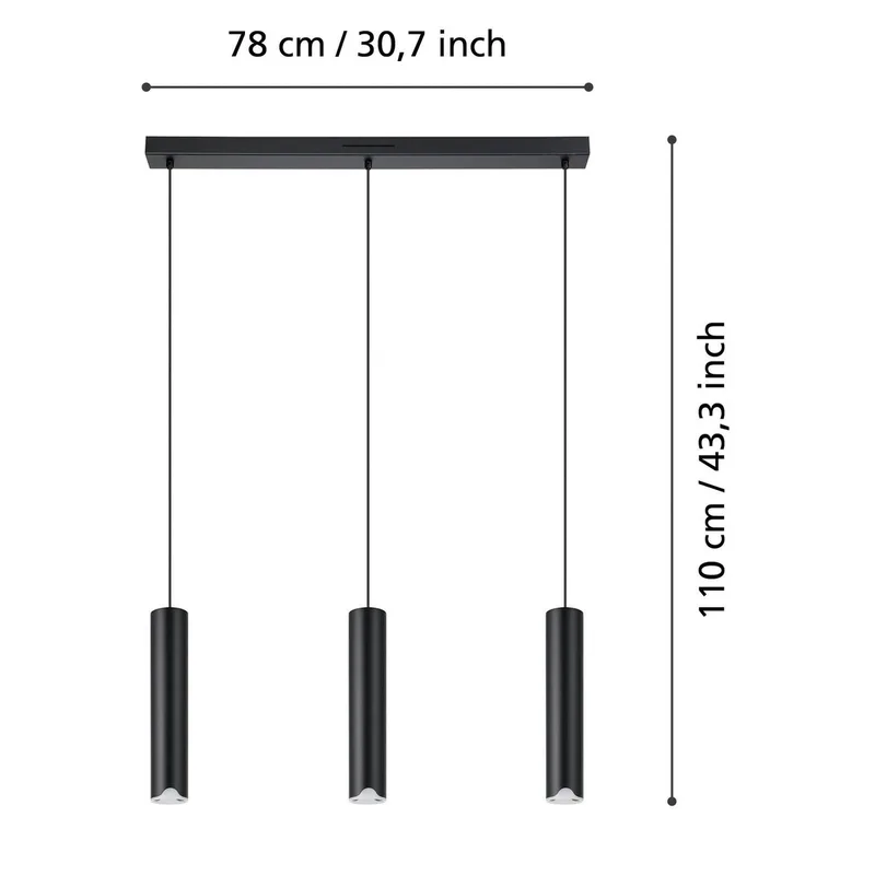 LED hanglamp Balamorta-Z, 3-lamps de EGLO connect en Noir – photo produit 4 sur 5