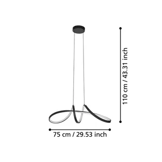LED hanglamp Calarossa-Z, zwart, aluminium van EGLO connect in Zwart, Wit – productfoto 4 van 5
