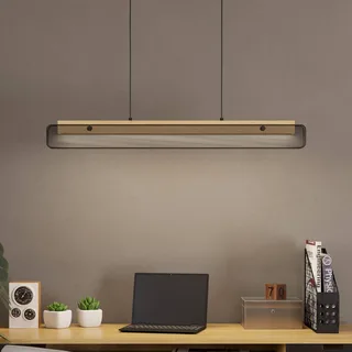 LED hanglamp Kokomo-Z, zwart, hout, staal van EGLO connect in Zwart, Licht hout – productfoto 1 van 5