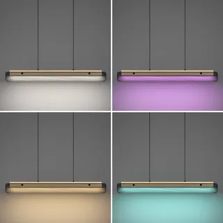 LED hanglamp Kokomo-Z, zwart, hout, staal van EGLO connect in Zwart, Licht hout – productfoto 5 van 5