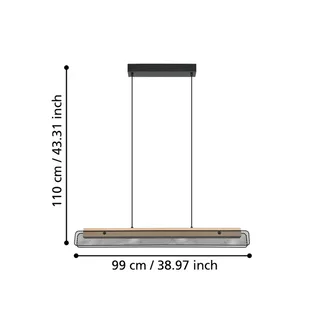 LED hanglamp Kokomo-Z, zwart, hout, staal van EGLO connect in Zwart, Licht hout – productfoto 4 van 5