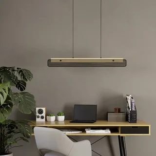 LED hanglamp Kokomo-Z, zwart, hout, staal van EGLO connect in Zwart, Licht hout – productfoto 3 van 5