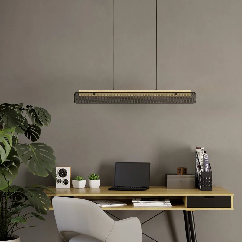LED hanglamp Kokomo-Z, zwart, hout, staal van EGLO connect in Zwart, Licht hout – productfoto 3 van 5