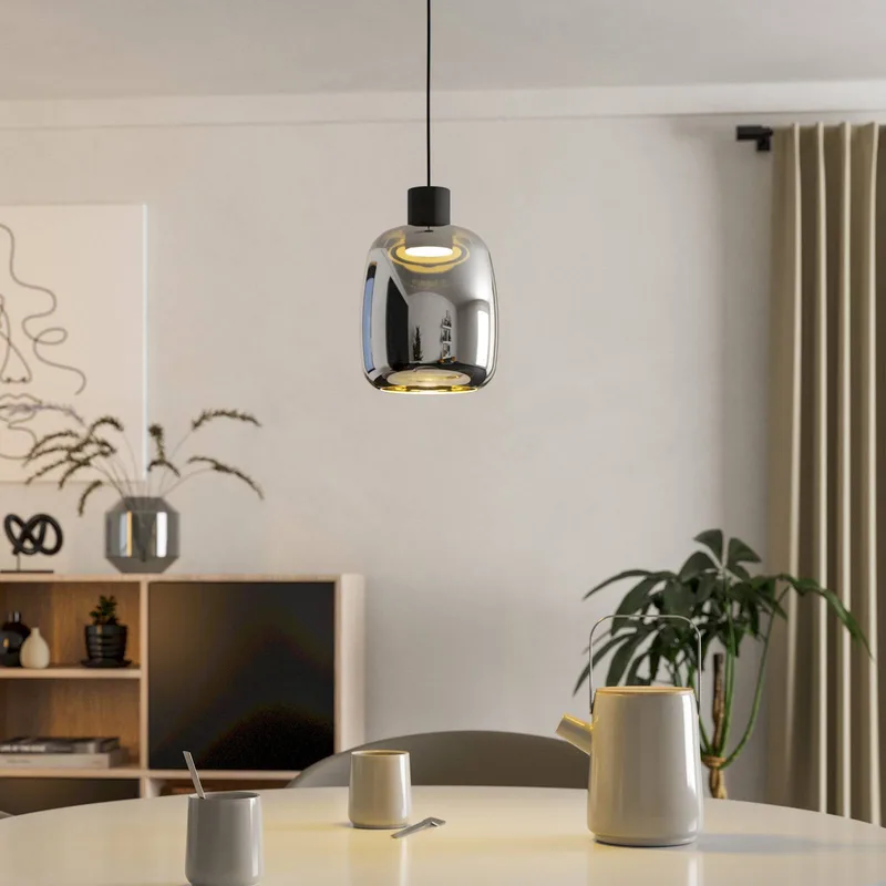 LED hanglamp Molochio-Z, 1-lamp, zwart van EGLO connect in Zwart, Chroom – productfoto 2 van 5