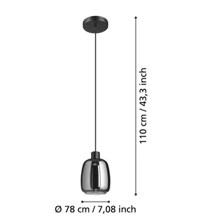 LED hanglamp Molochio-Z, 1-lamp, zwart van EGLO connect in Zwart, Chroom – productfoto 4 van 5
